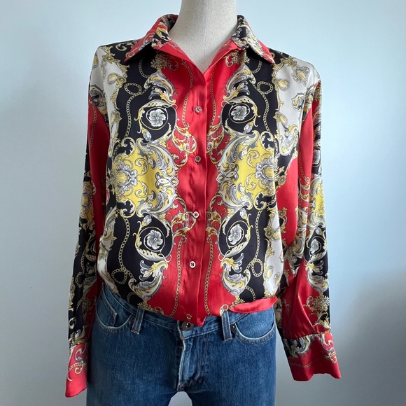 Zara - Coral Woman Chain Print Blouse - Picture 2 of 10